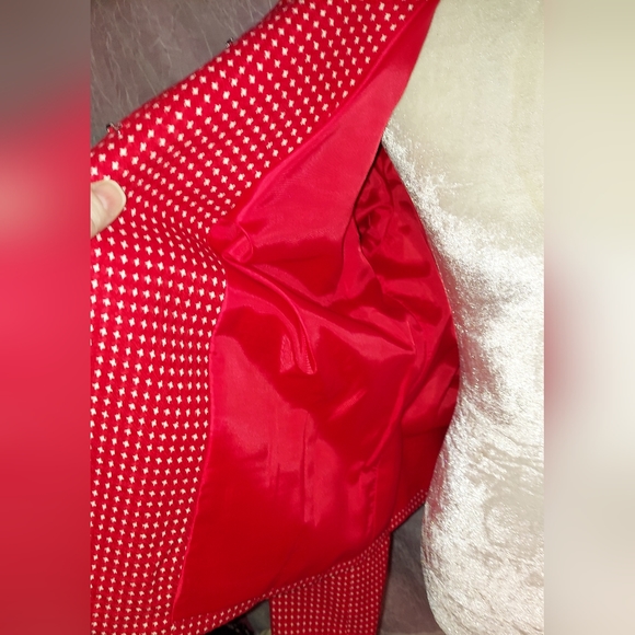 Kim Rogers Womens Blazer Red and White Size 16 Petite 16P Jacket w/ Pockets Work - Picture 4 of 9